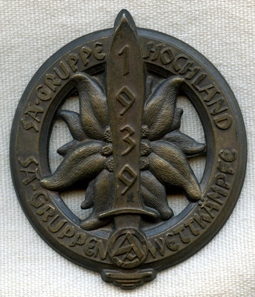 Beautiful 1939 SA Gruppe Hochland Sports Competition Day Tinnie or Badge