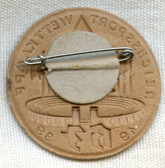 1939 Hitler Youth (Jugend) German Sports Competition Tinnie in Pressed Cardboard