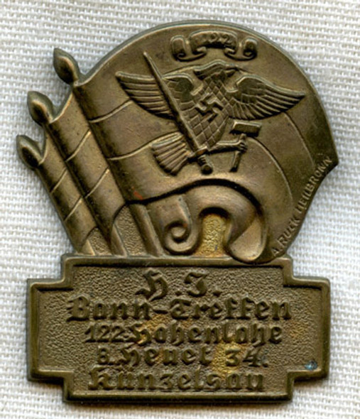 Unusual 1934 Hitler Youth (Jugend) Tinnie from Bonn-Treffen