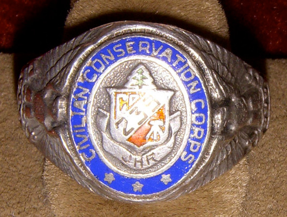 Rare 1930s Sterling Civilian Conservation Corps (CCC) 239th Co. Ring with Original Owner's Initials