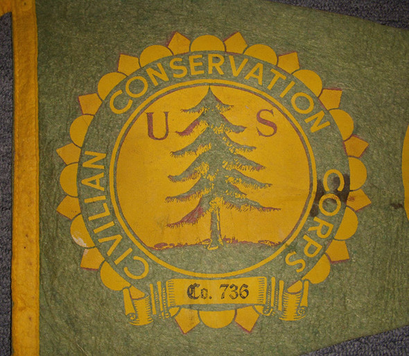 Rare 1930s CCC (Civilian Conservation Corps) Co #736 Souvenir Pennant