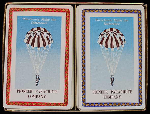 Great WWII Pioneer Parachute Co. Boxed Double Deck of Playing Cards by Brown & Bigelow