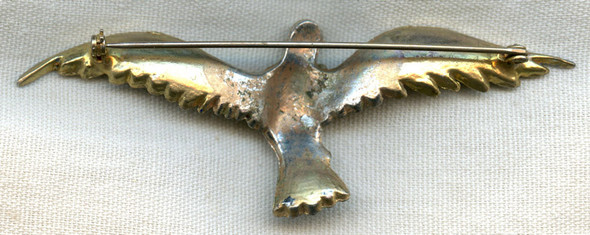 Crazy Huge WWII Homefront Patriotic Eagle Pin Plated & Painted White Metal