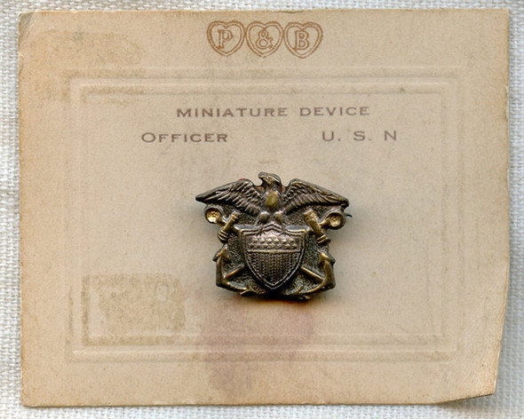 WWI Era US Navy Miniature Officer Pin by Paye & Baker On Card