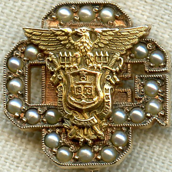 Beautiful 1930's USCG Academy Sweetheart Pin 10K Gold & Pearls