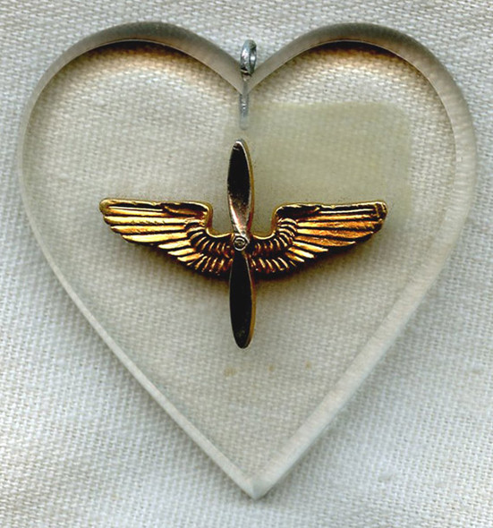 WWII USAAF Heart - Shaped Sweetheart Pendant in Plexiglass