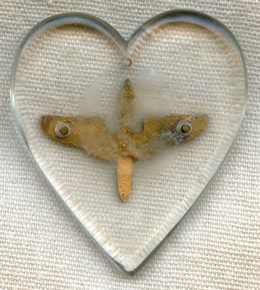 WWII USAAF Heart Shaped Plexiglas Sweetheart Pendant
