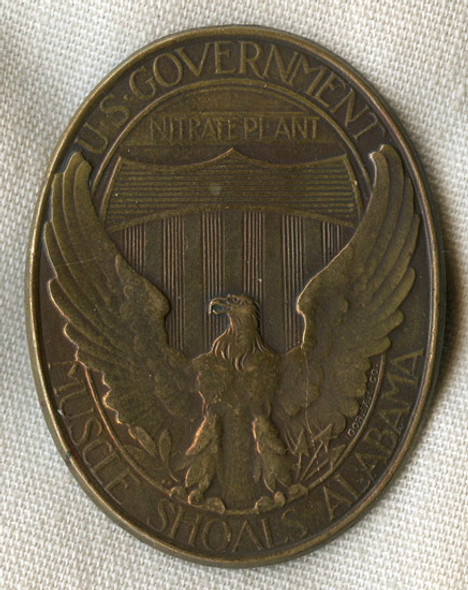 Beautiful WWI US Government Nitrate Plant Muscle Shoals Alabama #ed Bronze Worker Badge