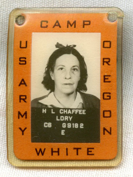 WWII Civilian Worker ID Badge for Camp White - Jackson City, Oregon NO LONGER AVAILABLE