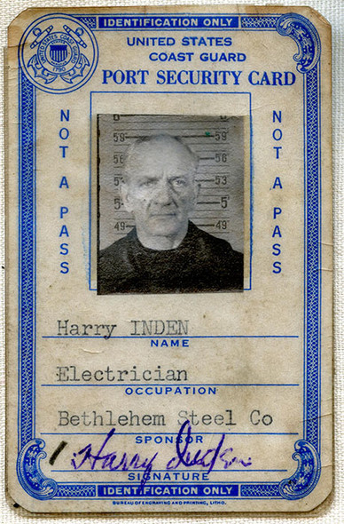 Korean War Homefront Shipbuilding War Worker Photo Port Security ID Card