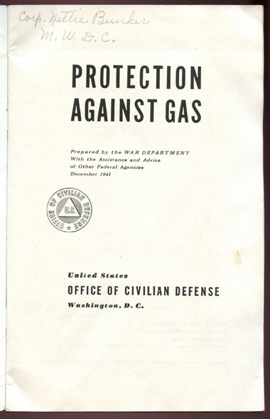1941 "Protection Against Gas" Office of Civilian Defense Booklet Named to MWDC Member
