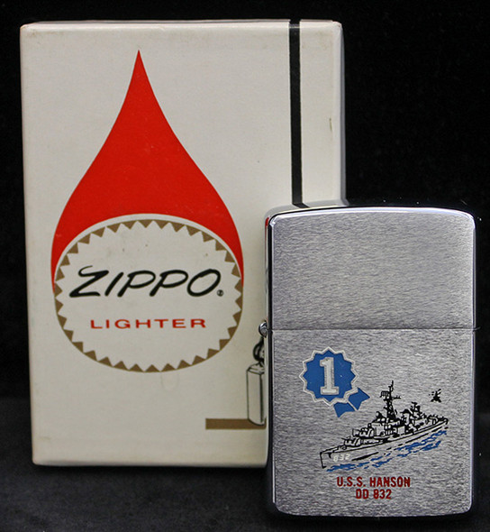 1966 USS Hanson DD-832 USN Ship Zippo Factory Engraved Near Mint in Box