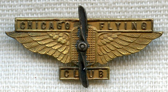 Beautiful Early (Pre-WWI) Chicago Flying Club Lapel Pin
