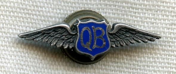 Sterling Circa Early to Mid-1930s Quiet Birdmen (QB) Lapel Pin by Whitehead & Hoag