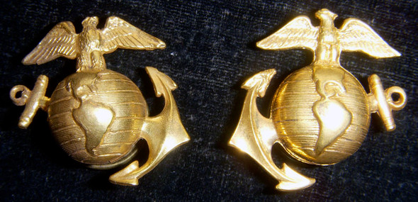 Scarce Variation Pair of 1920s USMC Enlisted Man Dress Collar Insignia