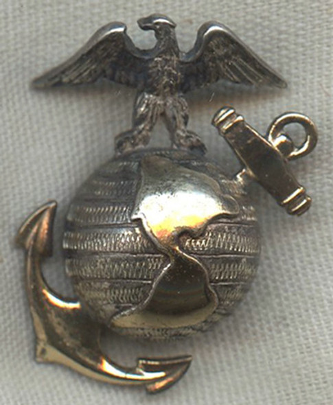 Beautiful & Salty US Marine Corps Officer Model 1937 Dress Cap Badge by H&H