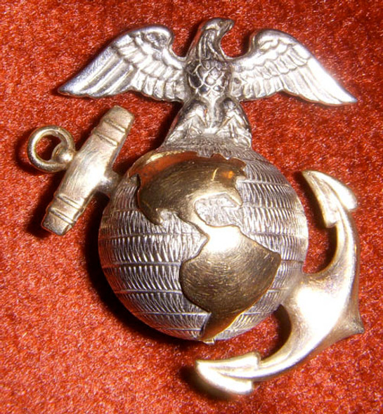 WWII US Marine Corps Officer Collar EGA by H&H. Sterling & 10K Gold