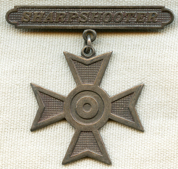 Beautiful WWI - 1920's US Army / USMC Sharpshooter Badge in Sterling Silver