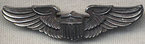 Very Nice Sterling WWII USAAF Pilot Wing in Shirt Size by Amico