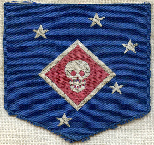 Rare WWII USMC Raider Shoulder Patch. Australian-made in Bevo Weave