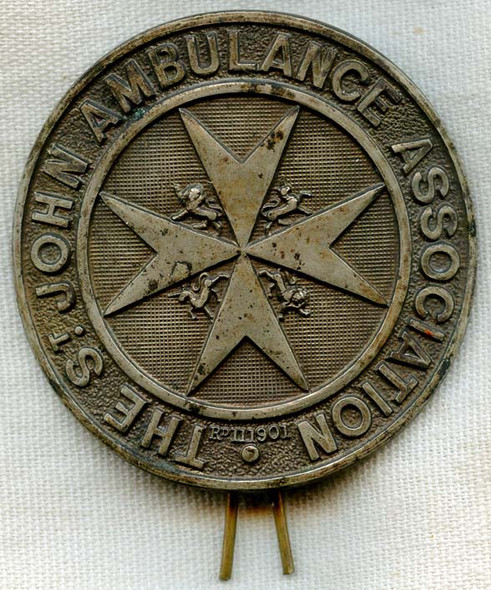 WWI St. John Ambulance Association Ambulance Driver Hat Badge Type I