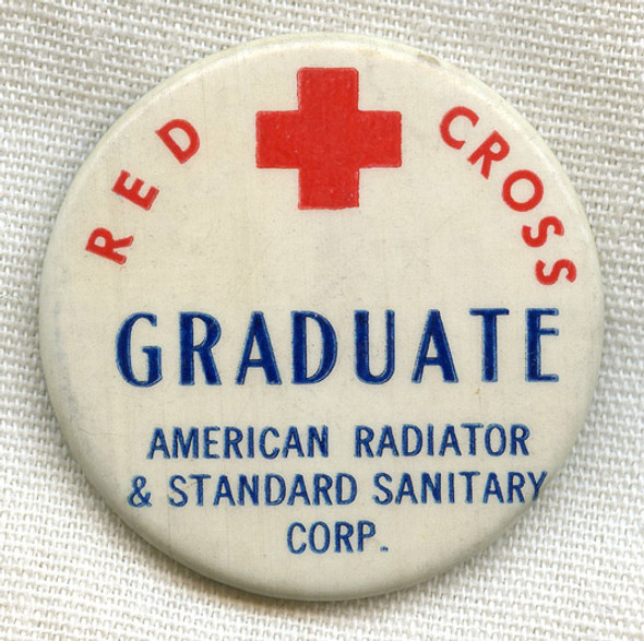 Unusual 1930s Red Cross Graduate American Radiator & Standard Sanitary Corp. Celluloid Pin