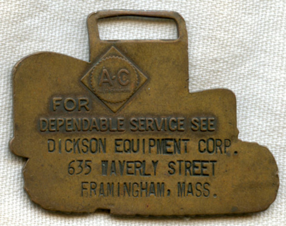 1950s Allis-Chalmers Tractors Advertising Watch Fob for Dickson Equipment Co., Framingham, MA