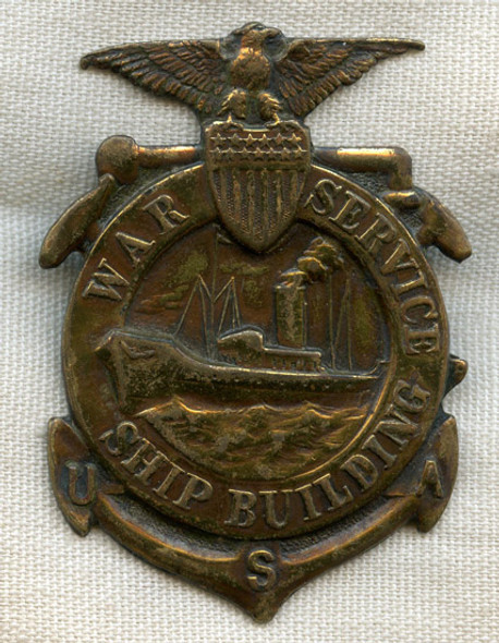 Numbered WWI War Service Ship Building Foreman's Badge