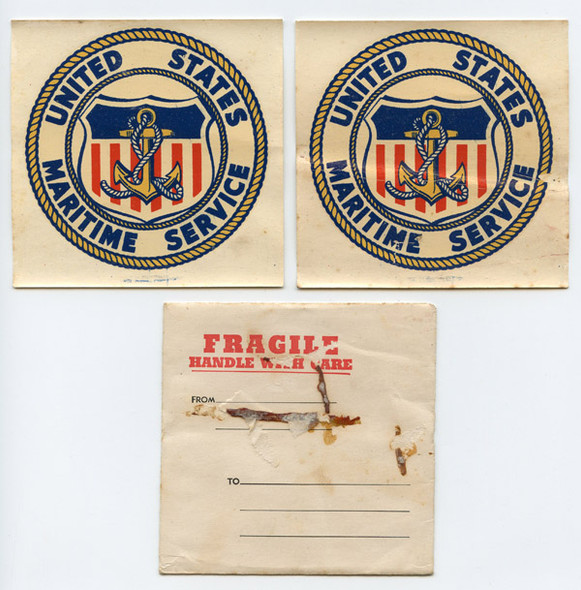 Two WWII US Maritime Service Decals in Original Envelope