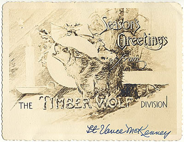 WWII Timberwolf Division of the 104th Infantry Division Christmas Card from an Officer