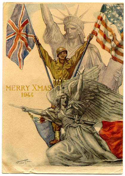 Beautiful Illustrated WWII (1944) Christmas Card