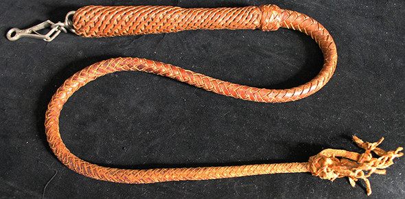 Rare Vintage Late 40's Biker "Get Back" Whip in Braided Leather w/ Heavy Lead Loaded Handle