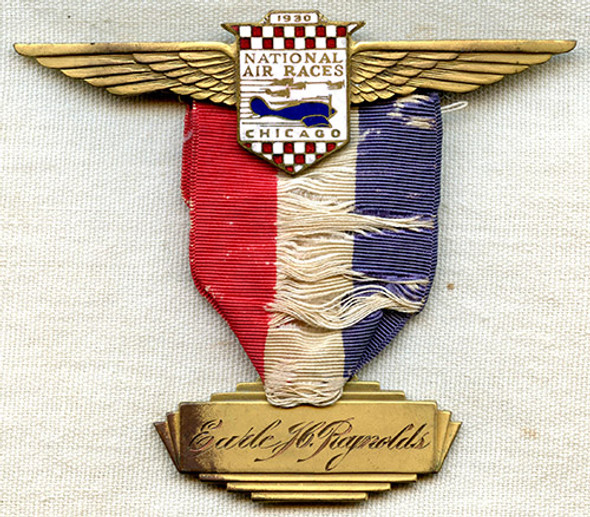 Unique 1930 National Air Races Wing Badge of Banker Earle H. Reynolds