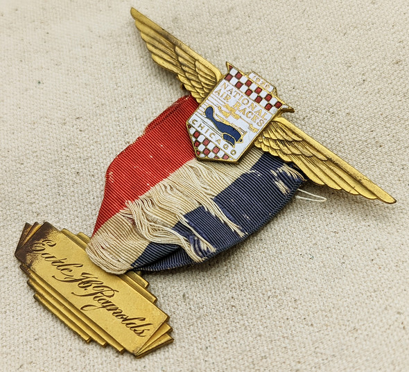 Unique 1930 National Air Races Wing Badge of Banker Earle H. Reynolds
