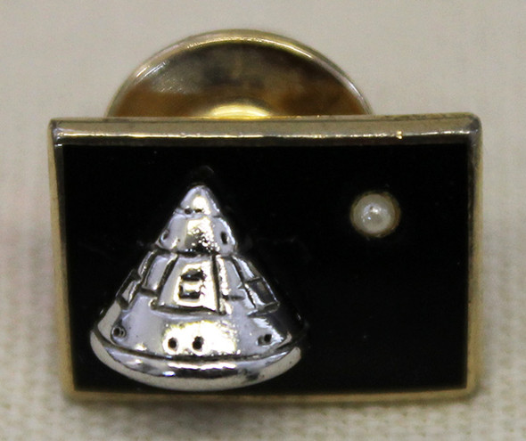Wonderful Circa 1969 Apollo Space Capsule Tie Pin with Pearl Moon