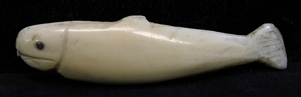 Great Mid-19th C. Sailor Art Marine Ivory Fish Form Toothpick Scrimshawed Details on Tail