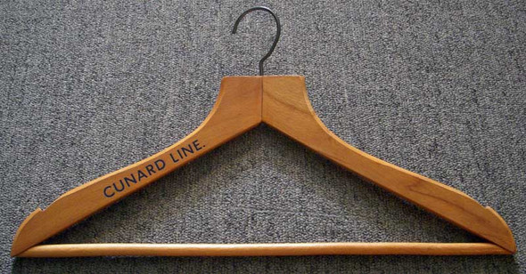 1940s Cunard Lines Curved Wooden Hanger in Excellent Condition