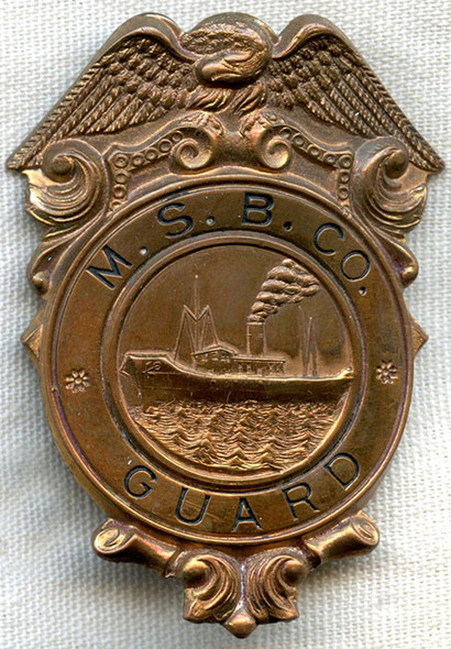 Great WWI Era Maryland Ship Building Company Guard Hat Badge in Copper