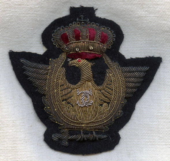 Stunning Bullion 1930s Romanian Air Force Pilot Hat Badge with King Carol II Cypher