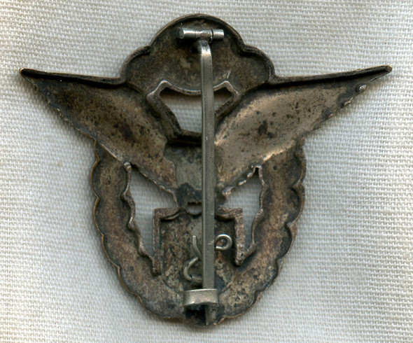 Scarce WWII Croatian Air Force Pilot Badge Type II with Seldom Seen Pin Tensioner