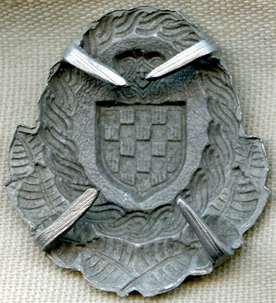 Circa 1945 Croatian Armed Forces Officer Cap Badge in Excellent Condition