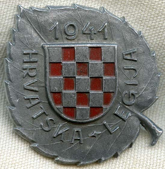 Excellent Example of a WWII Croatian Legion Badge, Croat Made