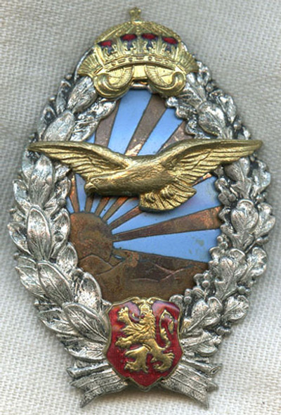 Scarce WWII Bulgarian Air Force Pilot Flyer of Transport Aircraft Badge Bulgarian Made