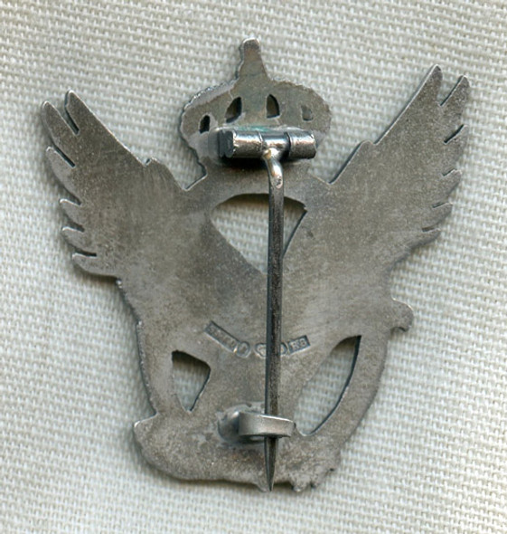 Beautiful WWII Swedish Air Force M43 Air Combat Badge in Silver with Maker & Silver Marks