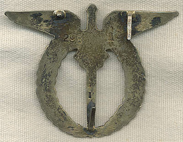 Rare 1945-1947 Czechoslovakian Air Force Field Observer Badge in .800 Silver