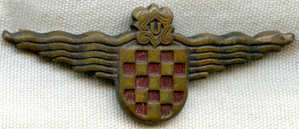 Rare 1944-45 Croatian High Naval Officer Hat Badge in Pin Back Bronze
