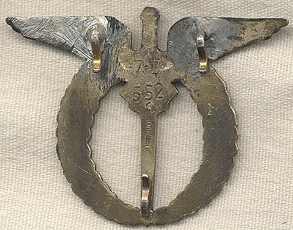 Scarce Circa 1950 Czechoslovakian Air Force Field Observer Badge in 800 Silver KOV Mark