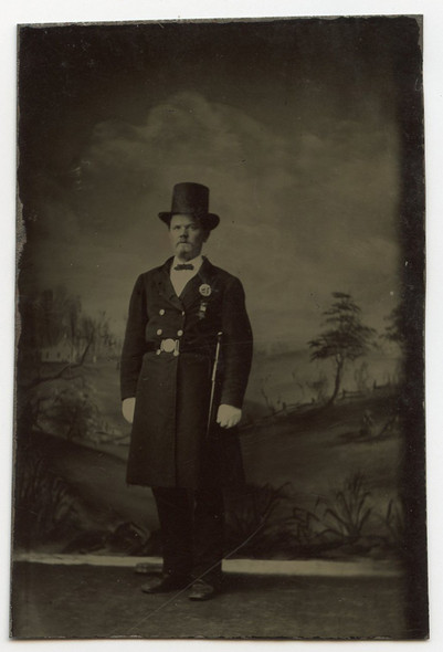 1870s Tintype of Boston Police Officer & Civil War Vet (GAR Member) in Full Uniform