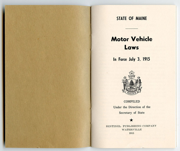 Great 1915 State of Maine Motor Vehicle Laws Booklet in Mint Condition