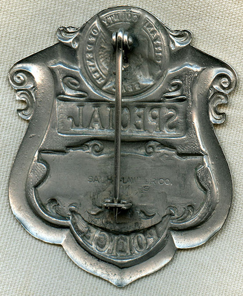 Beautiful 1920's Denver, CO Special Police Badge with Sachs Lawlor Maker Mark